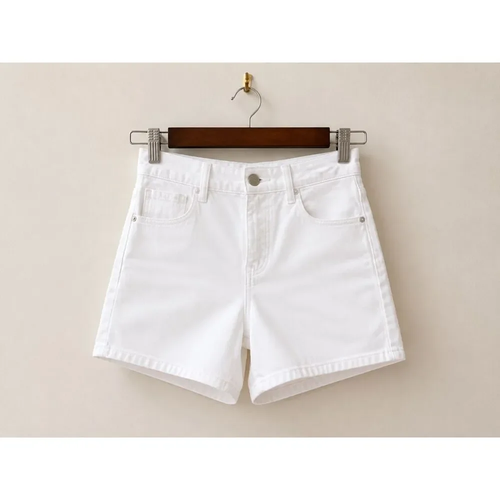 Cello High Rise Denim Shorts Women's Small White High Waisted EUC